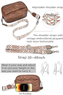 BOSTANTEN Small Crossbody Purse for Women Triple Zip Cell Phone Leather  Shoulder Handbag with Wide Guitar Strap Beige with Brown - Yahoo Shopping