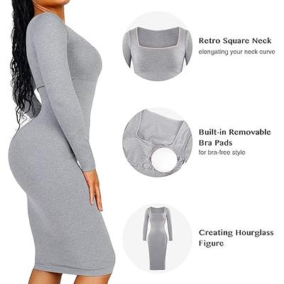 FeelinGirl Plus Size Dress for Women Shaper Dress Long Sleeve Bra Fress  Dress Shapewear Slip Autumn Dresses Grey XL/XXL - Yahoo Shopping