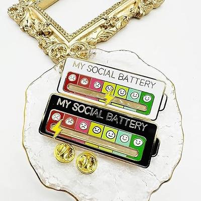 Cooluckday Social Battery Pin for Women My Social Battery Slider Pin for  Girl Battery Enamel Pin