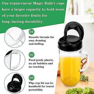 22oz Magic Bullet Blender Cups Replacement Parts -𝗙𝗼𝗼𝗱 𝗚𝗿𝗮𝗱𝗲  𝗠𝗮𝘁𝗲𝗿𝗶𝗮𝗹 -with Flip Top To-Go Lid and Handle for Magic Bullet 250w  MB1001 Blender Accessories(2 Pack) - Yahoo Shopping