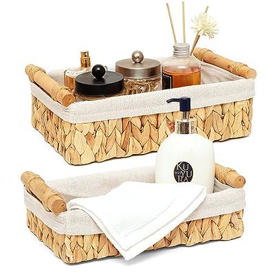 3-Section Wicker Baskets for Shelves, Hand-Woven Paper Rope Wicker Storage  Basket, Toilet Paper Basket for Toilet Tank Top, Baskets for Organizing