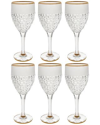 Twine Starlight Stemless Champagne Glasses, Set of 2 18 oz Festive Gold Rim  Flutes, Decorative Barware