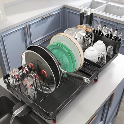 Dish Drying Rack Expandable Drainer Over Sink Utensil Silverware Storage  Holder