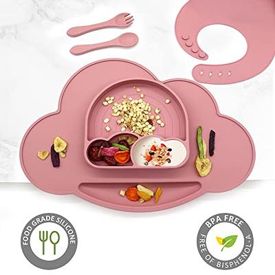 HippoBaby Silicone Baby Feeding Set | 10 Piece Baby Led Weaning Supplies |  Toddler Plates Bowls Set with suction | Self Feeding Spoons | Plates for