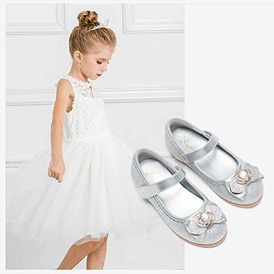 Stelle Girls Mary Jane Glitter Shoes Low Heel Princess Dress Shoes,Toddler  Little Girls Bowknot Flower Girl Wedding Party Dress Pump Shoes,Red