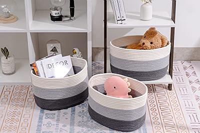 ECEGEVA Storage Baskets for Shelves, Rectangular Fabric Storage Baskets for  Toys Books, Decorative Storage Baskets with Handles for Organizing Home