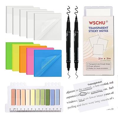 DiverseBee 50 Sheets Pastel Transparent Sticky Notes, 3x3” Clear Sticky Tabs, Translucent Page Flags Book Markers Stickers, Planner Accessories