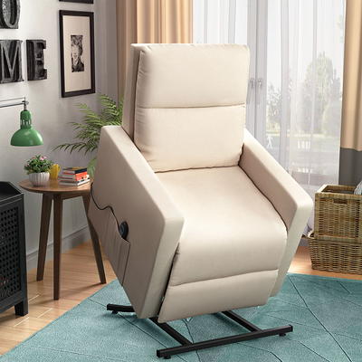 WELLFOR Power Lift Recliner Chair for Elderly Camel Polyester