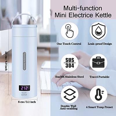 Travel Electric Kettle Portable Mini Kettle,Small Hot Water Boiler with 4  Temperature Settings,304 Stainless Steel,Fast Boiling Water with Auto