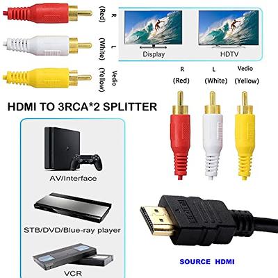 HD HDMI To AV RCA Red-White-Yellow Transmission Cables Connecting Player to  TV