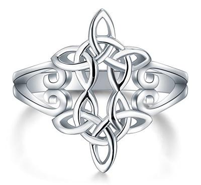 BORUO 925 Sterling Silver Ring Celtic Knot Heart Cross High Polish