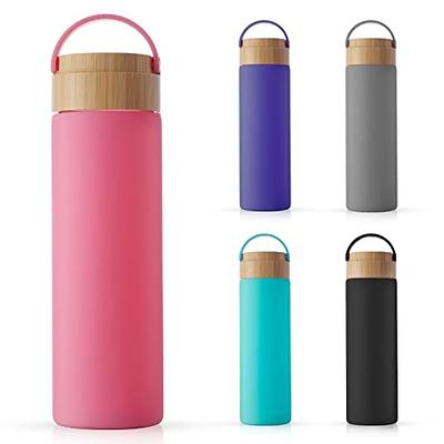 Lifefactory 22oz Glass Water Bottle with Silicone Sleeve & Active Flip Cap - Denim