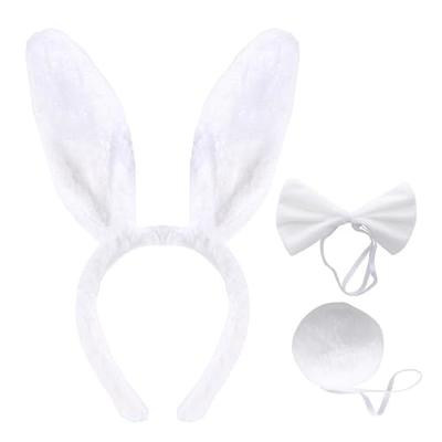 Funcredible Easter White Bunny Ears Headband - Velvet Rabbit Ears