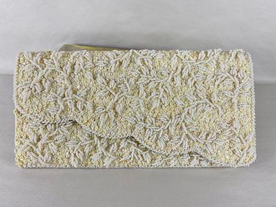 White Beaded Art Deco Clutch Purse Evening Bag Scalloped Vine Pattern  Italian Seed Beads Sequin La Regale Original Box Prom Wedding - Yahoo  Shopping