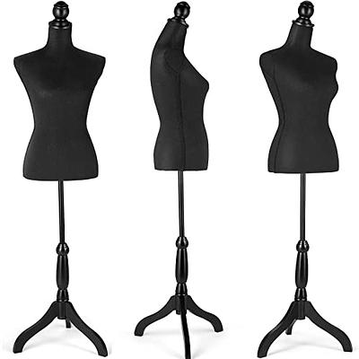 FDW Mannequin Manikin 60-67height Adjustable Female Dress Model Display Torso Body Tripod Stand Clothing Forms (Black)