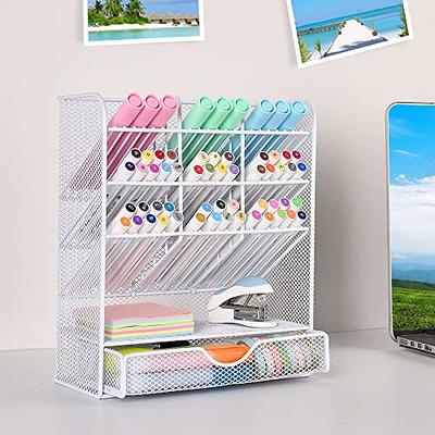 Spacrea Pen Holder Desk Organizer - Desk Organizers and Accessories, Pencil  Holder with 10 Compartments and 1 Drawer（White） - Yahoo Shopping