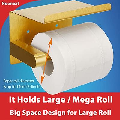 Noonext Toilet Paper Holder Gold, Adhesive Toilet Paper Holder with Phone  Shelf, Toilet Paper Roll Holder SUS304 Stainless Steel, Self Adhesive or