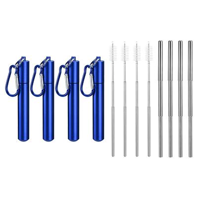 Reusable Metal Straws 4Pcs, Stainless Steel Straight Drinking