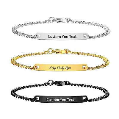 Glimmerst Personalized Initial Bracelet 18K Gold Plated Stainless Steel Letter A Bracelet Dainty Coin Charm Bracelet Delicate Disc Name Bracelet for W