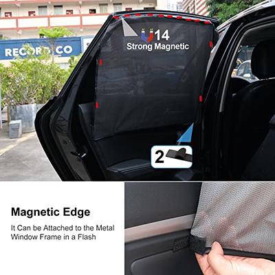 Ziciner Car Window Sun Shade（Only for Metal Frame）, 2 Pcs Auto Side Rear  Magnetic Windshield Curtains, Sun Heat Blocker and UV Rays Protector,  Universal Window Covers for Car, SUV (Black-Back Window) 