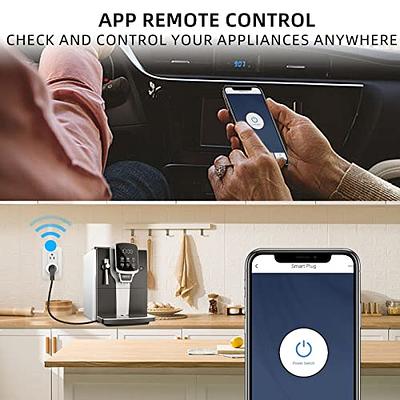 HAPYTHDA Smart Plug with Remote, 2.4GHz Wi-Fi & RF433 Wireless Remote  Control Outlet Light Switch, Works with Smart Life/Tuya APP, Compatible  with Alexa/Google Home, White 