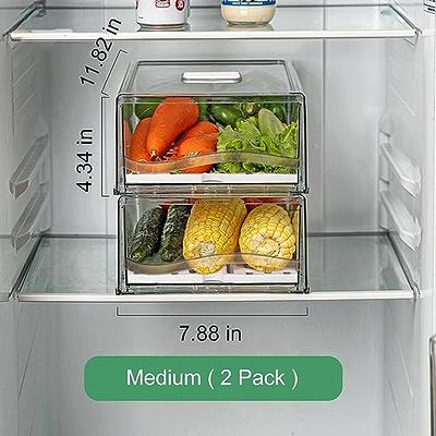 Yatmung 1 Pack Extra-Large Fridge Drawers with Ventilation System -  Stackable clear plastic organizer drawers - Fruit, deli, freezer, kitchen
