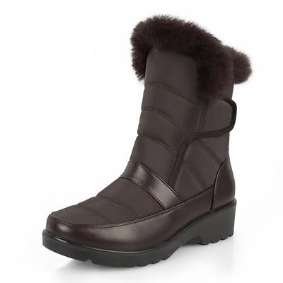 SILENTCARE Mens Winter Mid-Calf Snow Boot Fur Warm