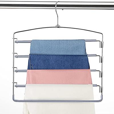 Pants Hangers Non Slip 3 Pack Space Saving Multi-Layer Swing Arm Hanger  Stainless Steel Hangers for Closet Storage Organizer for Pants Jeans  Trouser