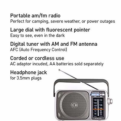 AM FM Transistor Radio - Best Reception and Longest Lasting. AM FM Portable  Radio Player Operated by 2 AA Battery, Mono Headphone Socket, by Vondior