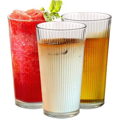 Le'raze Drinking Glasses Set of 6 - Can Shaped Glass Cups Cordial Cup, 16oz  C