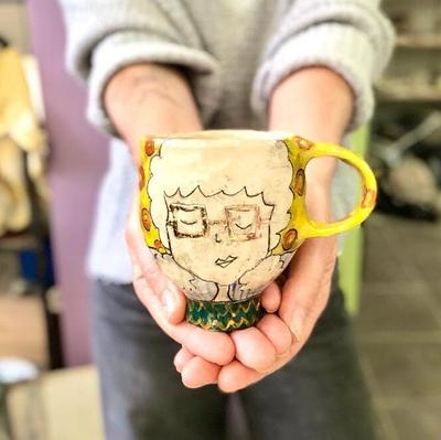 Yellow Handmade Ceramic Mug, Funky Cup, Colorful Mugs, Cute Gifts