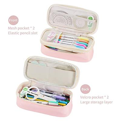  Dugio Large Pencil Case Zipper Pencil Pouch for Girls Boys  Adults Kids Aesthetic Pencil Bag Organizer Big Capacity Pen Bag with Handle  Portable for School Office White-plaid : Office Products