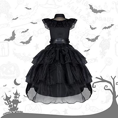  GUUZOGG Wednesday Addams Costume Dress for Girls, Kids Wednesday  Addams Dress with Wig Belt Socks and THING, Halloween Costumes for Girls  Cosplay Party Birthday Christmas New Years Dress : Clothing, Shoes