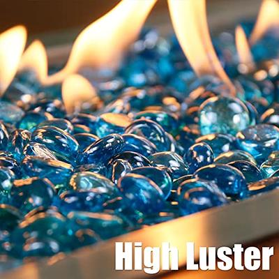 Blue Fire Glass Rocks for Fire Pit, Fire Glass Beads for Propane Gas  Fireplace or Natural