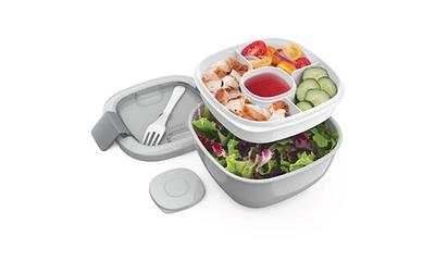 shopwithgreen 54 OZ to Go Salad Lunch Container, BPA-Free, 2-Compartment  for Salad Toppings and Snacks, Salad Bowl with Dressing Container, Built-in