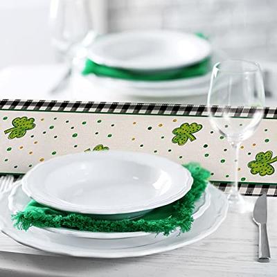 St Patricks Day Table Runner Green Spring St Patricks Table Decor Buffalo  Plaid Shamrock Irish Decorations 13x72inch