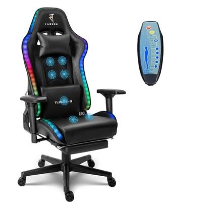 MoNiBloom Massage Video Gaming Recliner Chair, Ergonomic Computer Desk Chair  with Bluetooth Speakers, High Back PU Leather Office Chair with Adjustable  Backrest and Footrest, Black 