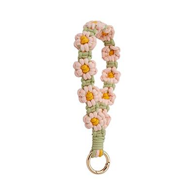 Fuqimanman2020 Macrame Boho Handmade Cute Flower Wristlet Keychain Flower  Floral Wrist Lanyard for Women-Pink - Yahoo Shopping