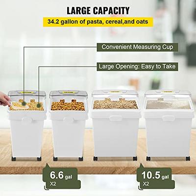 VEVOR Ingredient Storage Bin, 11.4+5.8+3.4 Gal Capacity Shelf Ingredient Bin,  500 Cup Flour Bins on Wheels Commercial Prosave Shelf-storage Ingredient Bin  with Lid and Scoop Rice Bin for Kitchen White