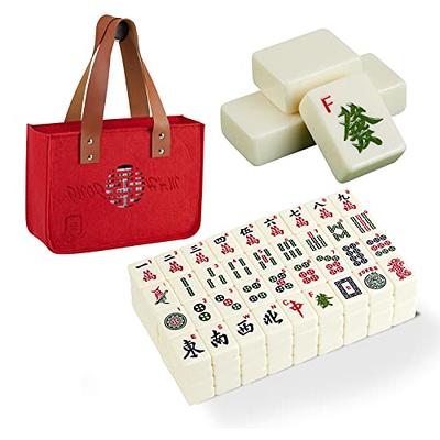 YINIUREN Chinese Mahjong Game Set 1.6-inch Mahjong Tile Set 144 Melamine Jade Mahjong Set