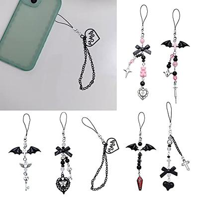 Mobile Phone Chain Pendant,Goth Y2K Phone Charm Pendant Kawaii-Key Chain  for Bag Cute Accessory Women Guitar Strap Lanyard Beaded Keychain Pendant -  Yahoo Shopping