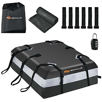 Goplus Rooftop Cargo Carrier, 15 Cubic Feet 100% Waterproof 840D Rooftop  Cargo Bag for All Vehicles with/Without Rack, Car Roof Rack Luggage Carrier  w/Lock,Non-Slip Mat,6 Door Hooks, 10 Straps for SUV 