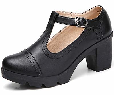 Women's Classic T-Strap Leather Shoes