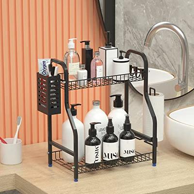 FLE Bathroom Organizer Countertop,2 Tier Bathroom Counter Organizer Kitchen  Spice Rack Cosmetic Organizer,Countertop Storage Shelf for Bathroom