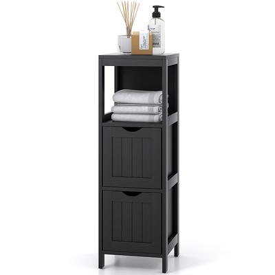 Alden Design Wooden Bathroom Storage Cabinet with 4 Drawers & Cupboard, Espresso