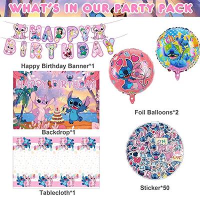 Stitch and Lilo Party Supplies, Lilo and Stitch Birthday Decorations  Include Stitch Foil Balloon, Balloons, Cake Toppers, Birthday Banner,  Stitch