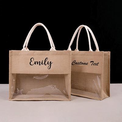Personalized Wedding Burlap Tote Bag Bridesmaid Gift Bag Custom