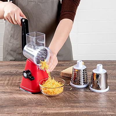 Ourokhome Rotary Cheese Grater Shredder, Multifunction 5 in 1 Kitchen  Manual Speed Round Mandolin Food Slicer Vegetable Shooter Potato Hashbrown