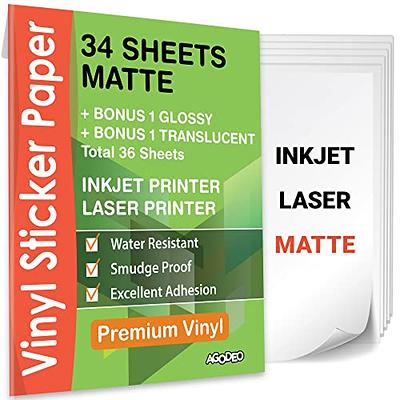 36 Sheets, Printable MATTE WHITE Sticker Paper for INKJET & LASER PRINTERS,  US Letter Size 8.5 x 11 Full Sheet Label, Photo Sticky Paper,  Photographic Quality, Graphic Media Self-Adhesive Paper - Yahoo