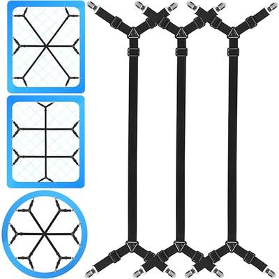 Bed Sheet Suspenders, 8pcs Adjustable Bed Sheet Holder Straps Sheet Fasteners Heavy Duty Bed Sheet Grippers for Mattresses Fitted Sheets Flat Sheets